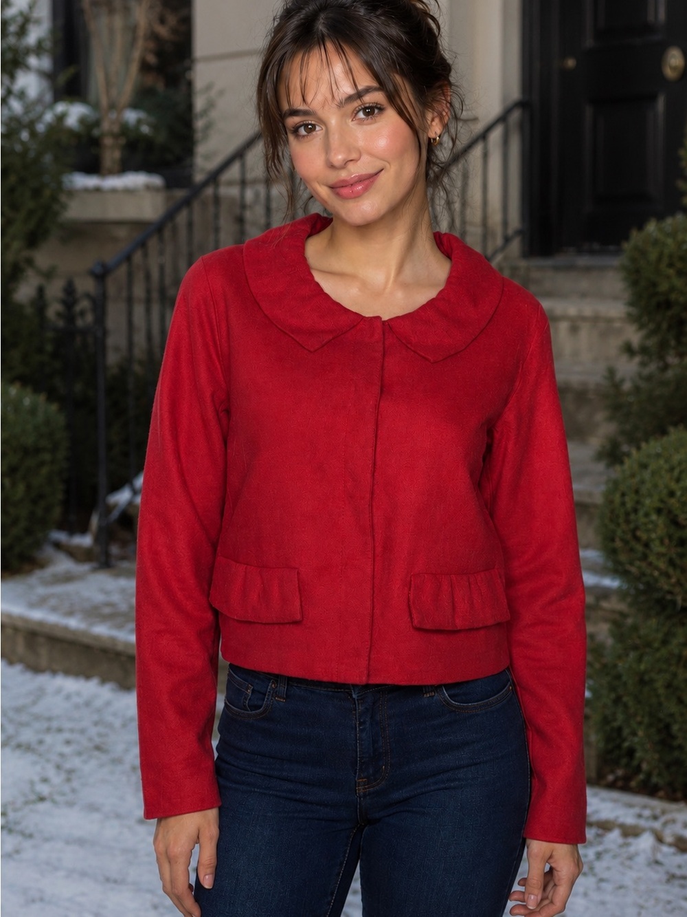 Carlisle Cropped Linen Jacket Red Size 2 NWT Brand New